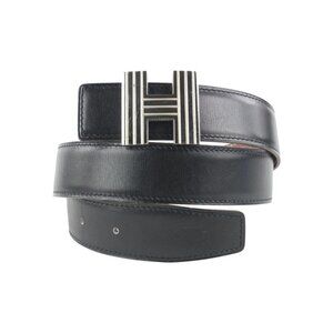 Hermès Black x Silver Reversible Cadena H Belt Kit